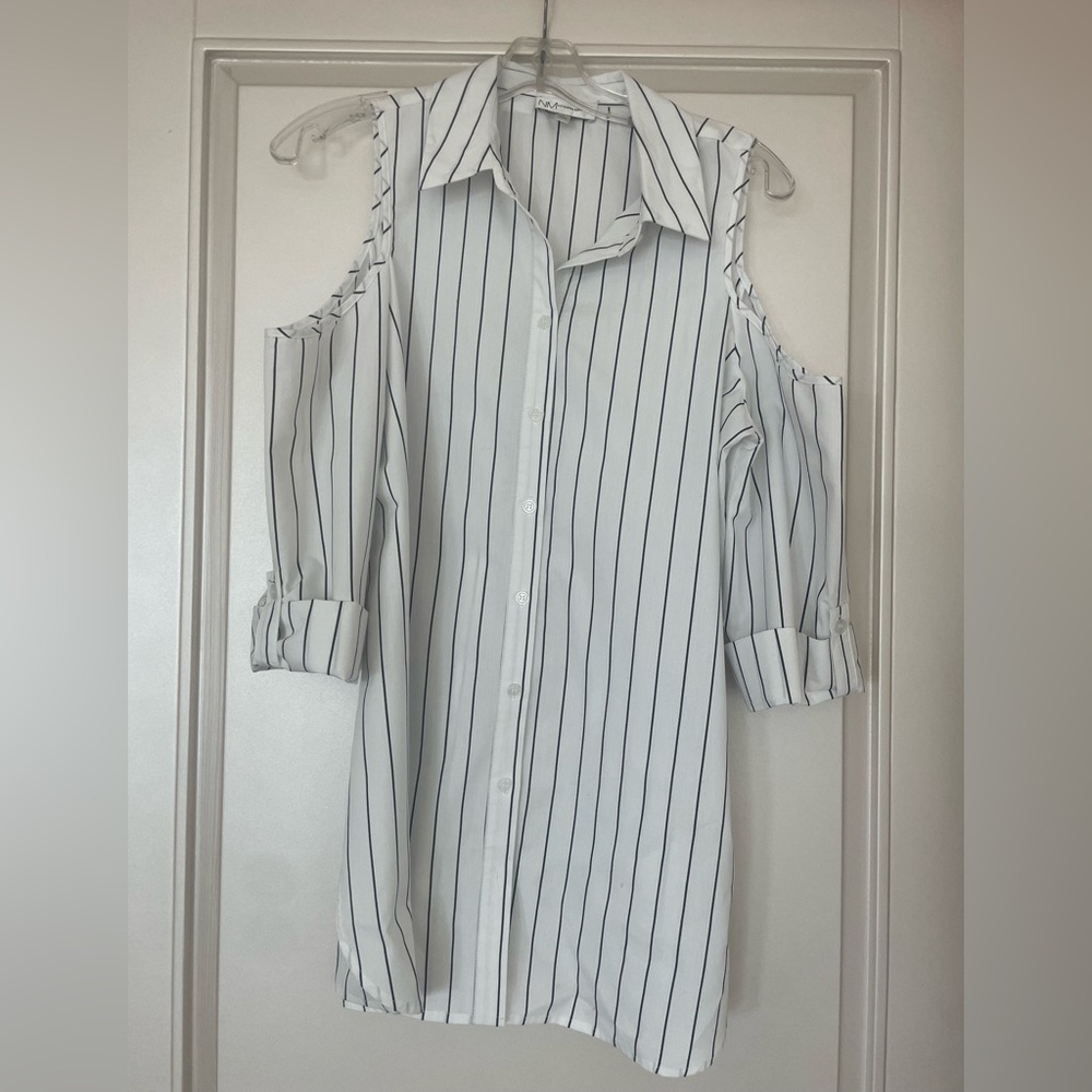 Cold-Shoulder Button Down Top - image 7